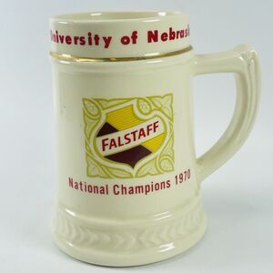 1970 NEBRASKA HUSKERS FALSTAFF Football National Champs Beer Stein Ceramic Mug